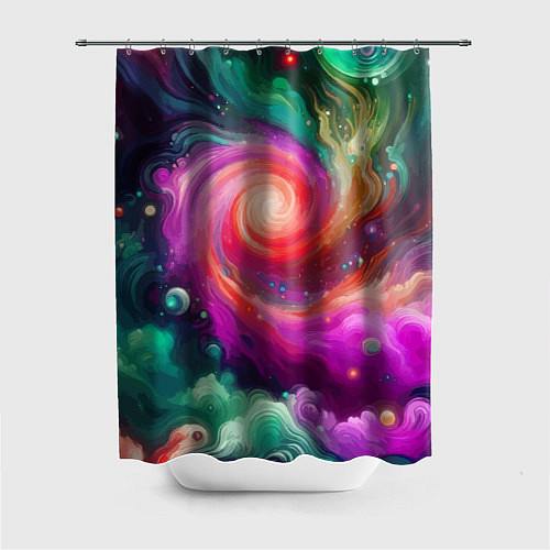 Шторка для ванной Космическая неоновая фантазия - нейроарт / 3D-принт – фото 1