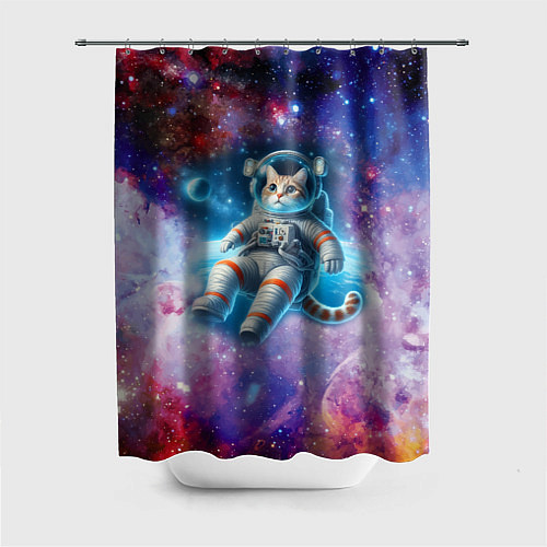 Шторка для ванной The cat is a brave cosmonaut - ai art / 3D-принт – фото 1