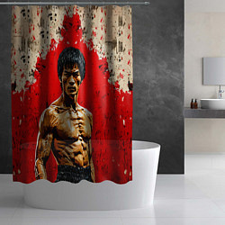 Шторка для душа Брюс Ли на красном, цвет: 3D-принт — фото 2