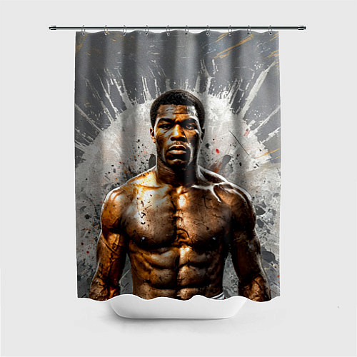 Шторка для ванной Мухаммед Али на сером / 3D-принт – фото 1
