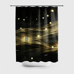 Шторка для ванной Золотистый свет на черной текстуре