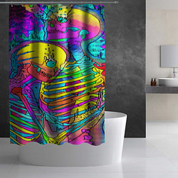 Шторка для душа Черепа неоновые краски, цвет: 3D-принт — фото 2