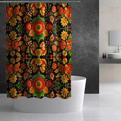 Шторка для душа Русская хохломская роспись, цвет: 3D-принт — фото 2