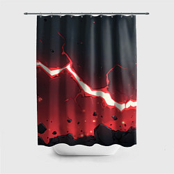 Шторка для ванной Красная молния на черной текстуре