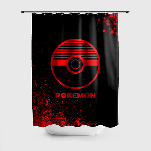 Шторка для ванной Pokemon - red gradient / 3D-принт – фото 1