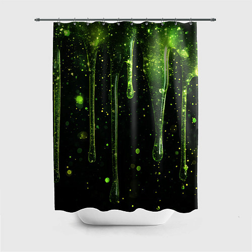 Шторка для ванной Зеленая объемная слизь / 3D-принт – фото 1