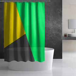 Шторка для душа Жёлто-серо-зелёный трёхцветный, цвет: 3D-принт — фото 2