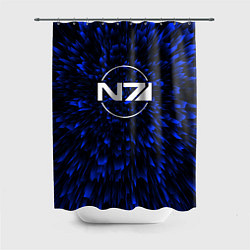 Шторка для душа Mass Effect blue energy, цвет: 3D-принт