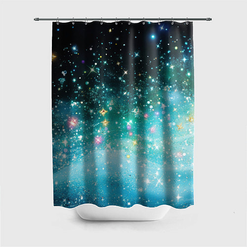 Шторка для ванной Бирюзовые блестки фон / 3D-принт – фото 1