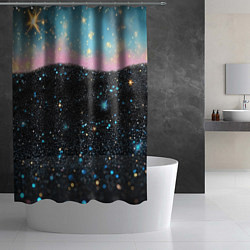 Шторка для душа Блестящая текстура на черном, цвет: 3D-принт — фото 2