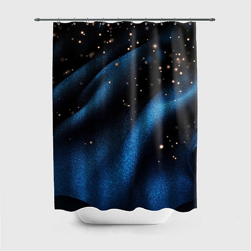 Шторка для ванной Синяя волнистая текстура на черном / 3D-принт – фото 1