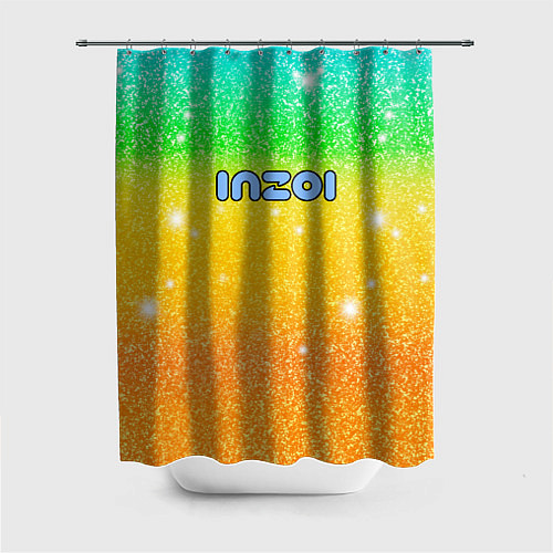 Шторка для ванной Inzoi зелено-желтый фон / 3D-принт – фото 1