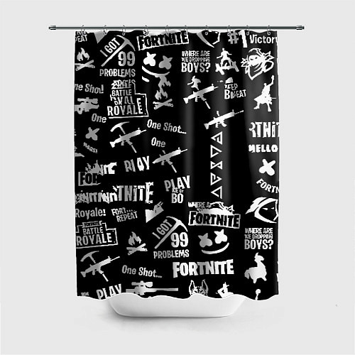 Шторка для ванной Черно белые логотипы игр / 3D-принт – фото 1