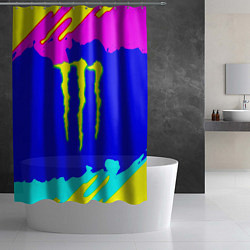 Шторка для душа Monster energy краски цветные, цвет: 3D-принт — фото 2