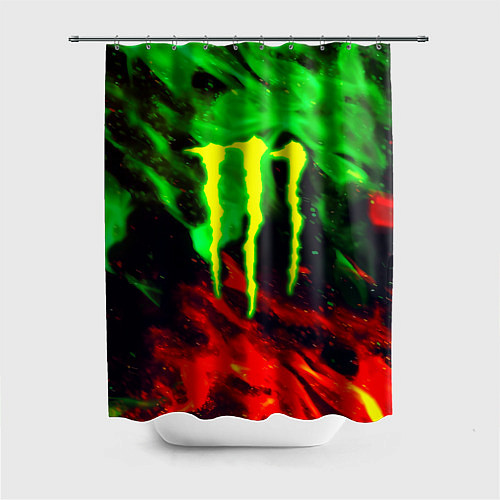 Шторка для ванной Monster energy огонь лого / 3D-принт – фото 1