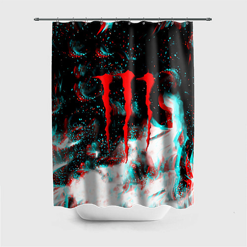 Шторка для ванной Monster energy огонь глитч / 3D-принт – фото 1