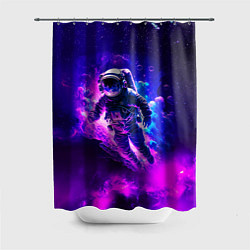 Шторка для душа Космонавт в неоновых облаках, цвет: 3D-принт