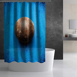 Шторка для душа Ядро для талкания на синем, цвет: 3D-принт — фото 2
