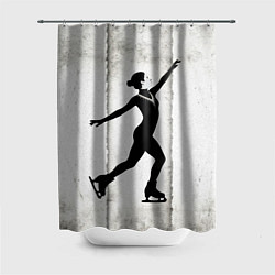 Шторка для ванной Фигуристка на сером