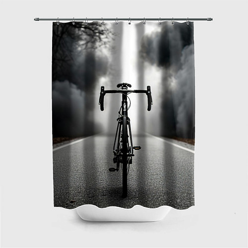 Шторка для ванной Шоссейный велосипед в черном дыму / 3D-принт – фото 1