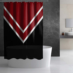 Шторка для душа Красный с чёрным и белые полосы, цвет: 3D-принт — фото 2