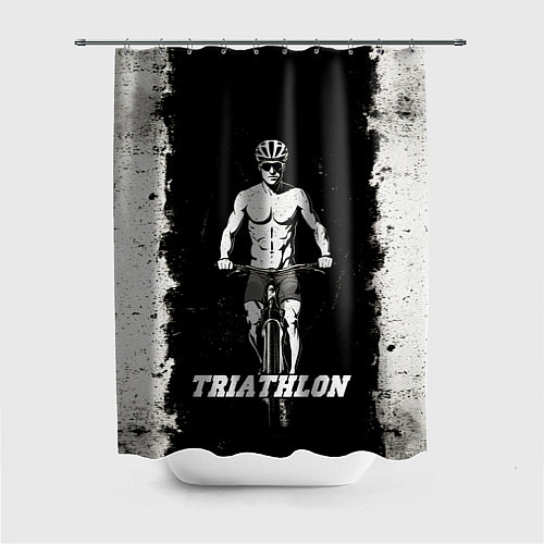 Шторка для ванной Триатлонист на черно-белом / 3D-принт – фото 1