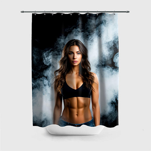 Шторка для ванной Фитоняшка в дыму / 3D-принт – фото 1