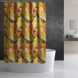 Шторка для душа Апельсиновый фреш сочные дольки, цвет: 3D-принт — фото 2
