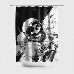 Шторка для душа Скелет в космосе черно-белый, цвет: 3D-принт