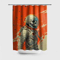 Шторка для душа Скелет космонавт и краска на фоне, цвет: 3D-принт