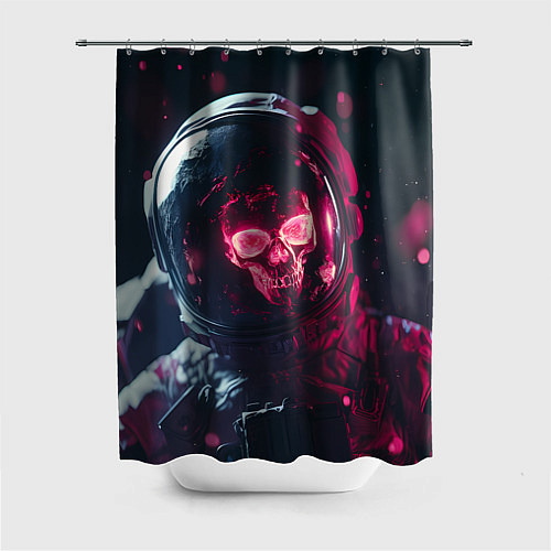 Шторка для ванной Красный череп в скафандре космонавта / 3D-принт – фото 1