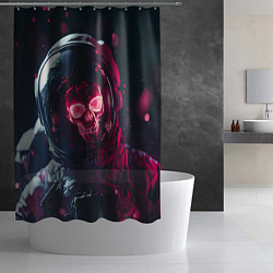 Шторка для душа Красный череп в скафандре космонавта, цвет: 3D-принт — фото 2