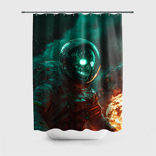 Шторка для ванной Неоновый череп в скафандре космонавта / 3D-принт – фото 1