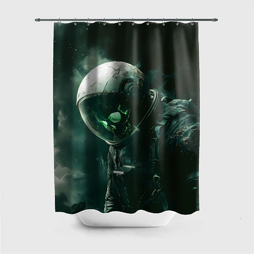Шторка для ванной Скелет космонавта в космосе / 3D-принт – фото 1