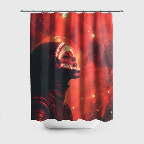 Шторка для ванной Девушка в космосе в костюме чужого / 3D-принт – фото 1