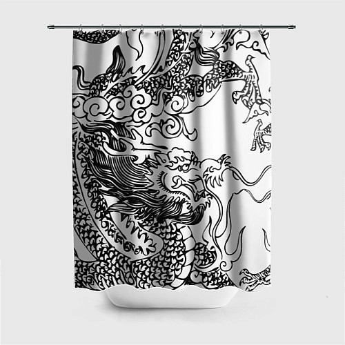 Шторка для ванной Татуировка дракона на белом / 3D-принт – фото 1