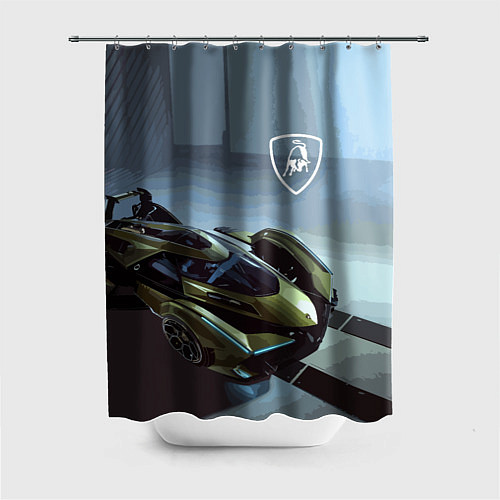 Шторка для ванной Lamborghini - motorsport extreme / 3D-принт – фото 1
