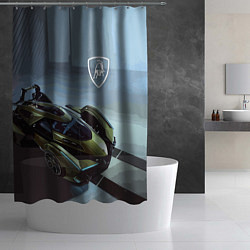 Шторка для душа Lamborghini - motorsport extreme, цвет: 3D-принт — фото 2