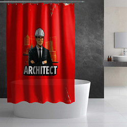 Шторка для душа Architect на красном, цвет: 3D-принт — фото 2