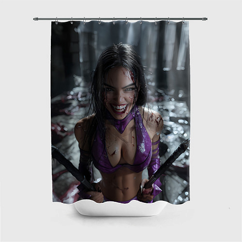 Шторка для ванной Довольная Милина Мортал комбат / 3D-принт – фото 1