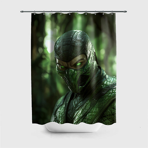 Шторка для ванной Рептилия в зеленой маске / 3D-принт – фото 1