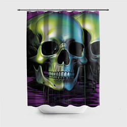 Шторка для душа Черепа отливающие неоном, цвет: 3D-принт