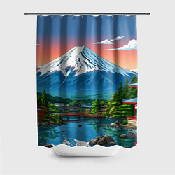Шторка для душа Япония гора, цвет: 3D-принт