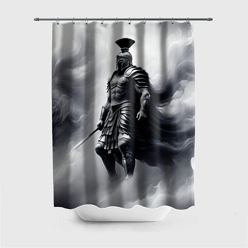 Шторка для ванной Спартанский воин среди львов / 3D-принт – фото 1