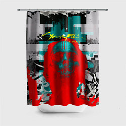 Шторка для душа Cyberpunk 2077 гранж, цвет: 3D-принт