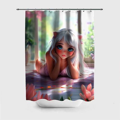 Шторка для ванной Милая блондинка лежа / 3D-принт – фото 1
