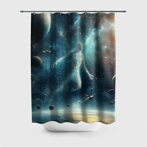 Шторка для ванной Человек и космос - нейроарт / 3D-принт – фото 1