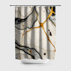 Шторка для ванной Золотые прожилки в мраморе