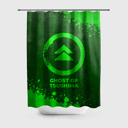 Шторка для ванной Ghost of Tsushima - green gradient / 3D-принт – фото 1