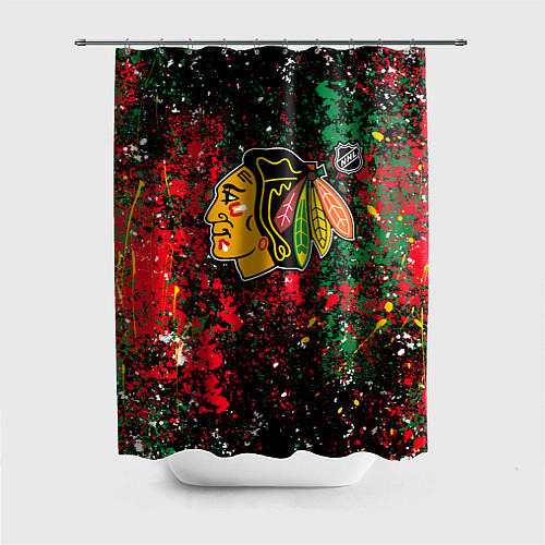 Шторка для ванной Chicago Blackhawks NHL black / 3D-принт – фото 1